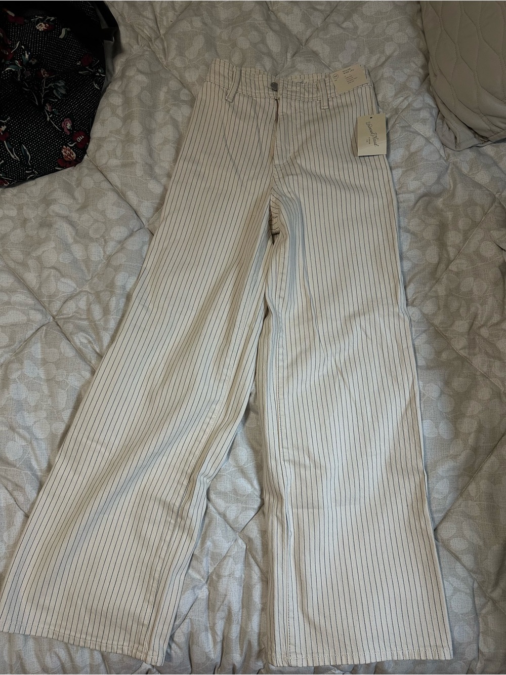 Universal Thread Cream and blue Pinstripe Wide Leg Pants